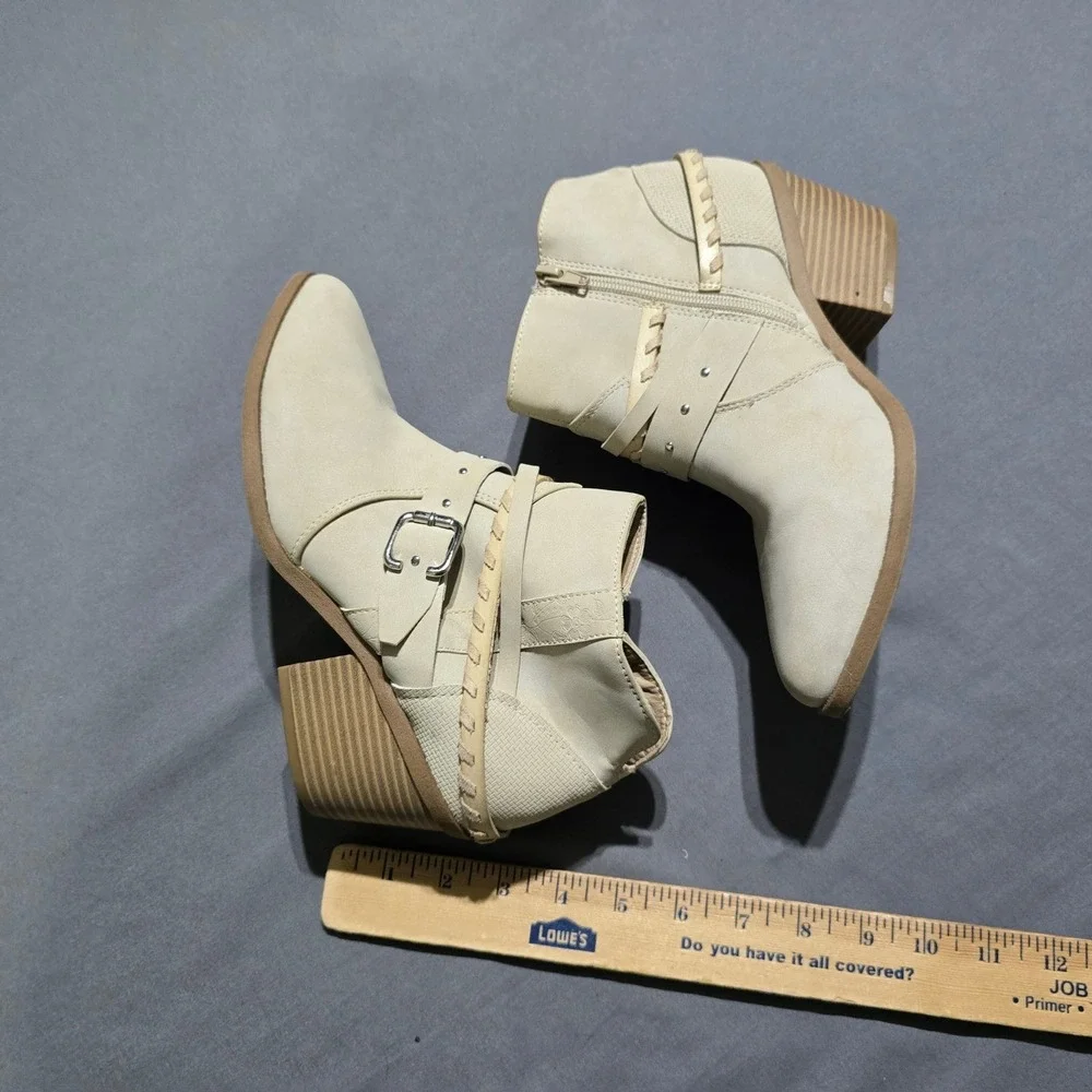 Elsa Ankle Booties Womens 8.5 Cream Braided Studded Boots Boho Western Festival